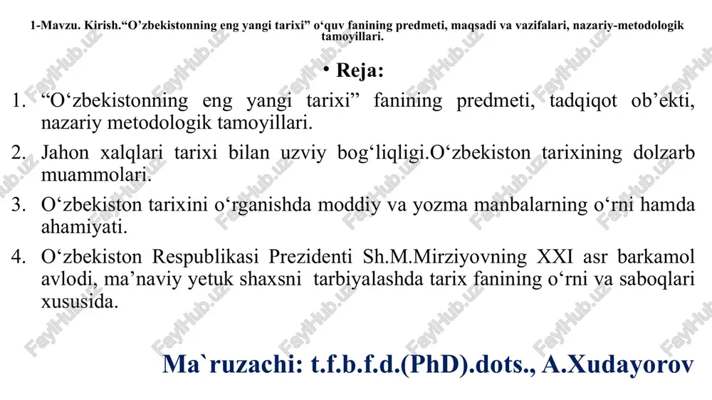 o‘zbekistonning eng yangi tarixi — PPTX