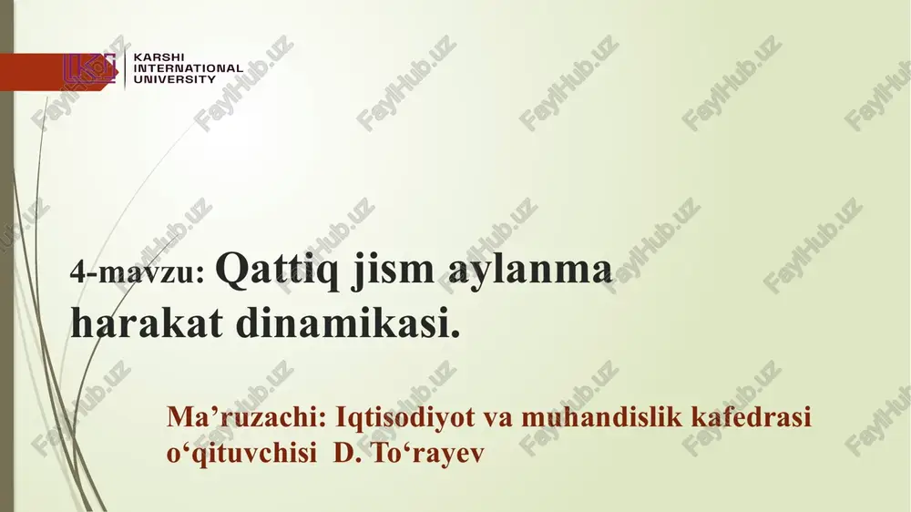 qattiq jismaylan maharakat dinamikasi — PPTX