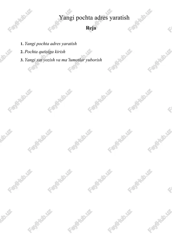 yangi pochta adres yaratish — DOCX