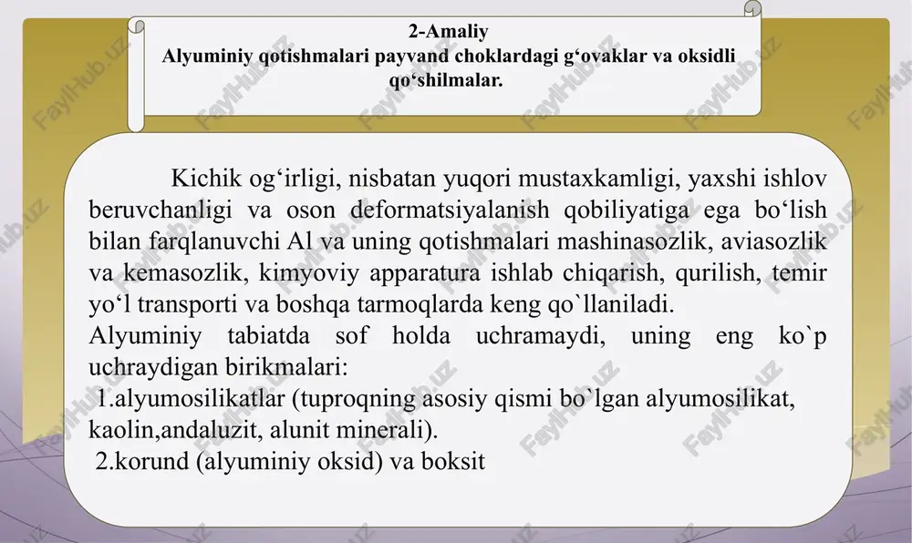 alyuminiy qotishmalar — PPTX