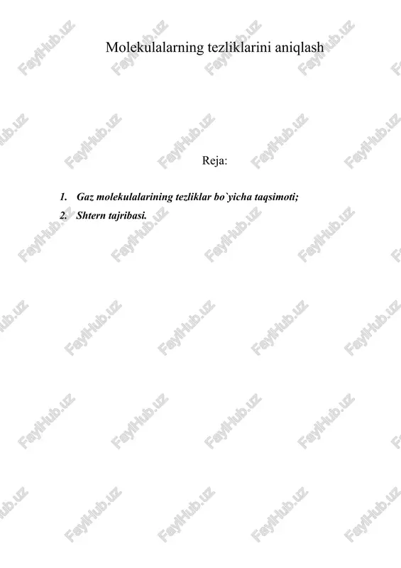 molekulalarning tezliklarini aniqlash — DOC