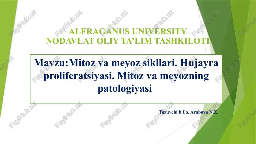 mitoz va meyoz sikllari — PPTX
