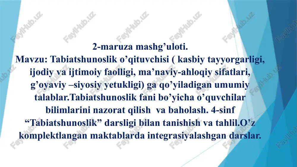 tabiatshunoslik o‘qituvchisi — PPTX