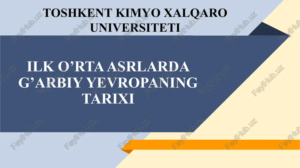 ilk o’rta asrlarda g’arbiy yevropaning tarixi — PPTX