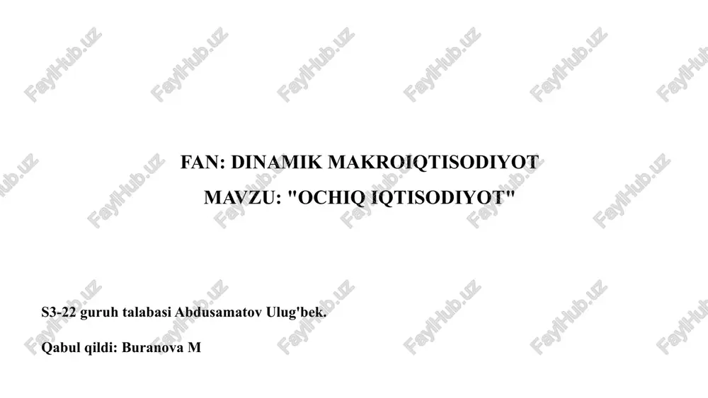 ochiq iqtisodiyot — PPTX