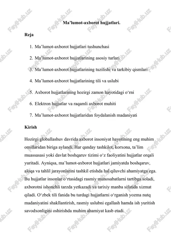 ma’lumot-axborot hujjatlari — DOCX