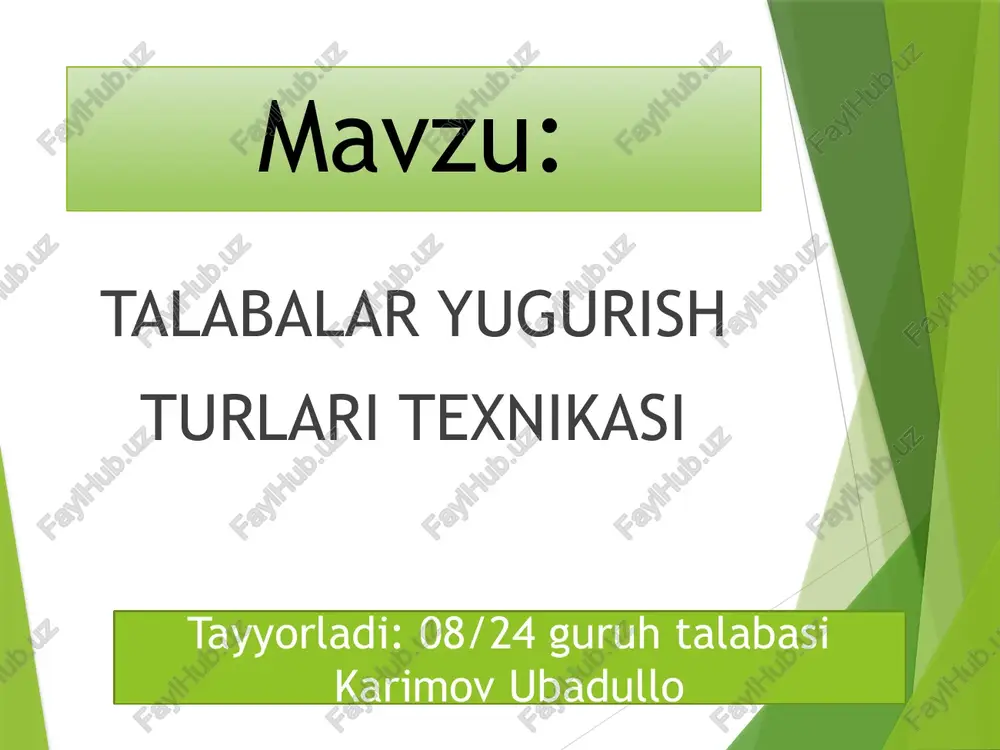 talabalar yugurish turlari texnikasi — PPTX