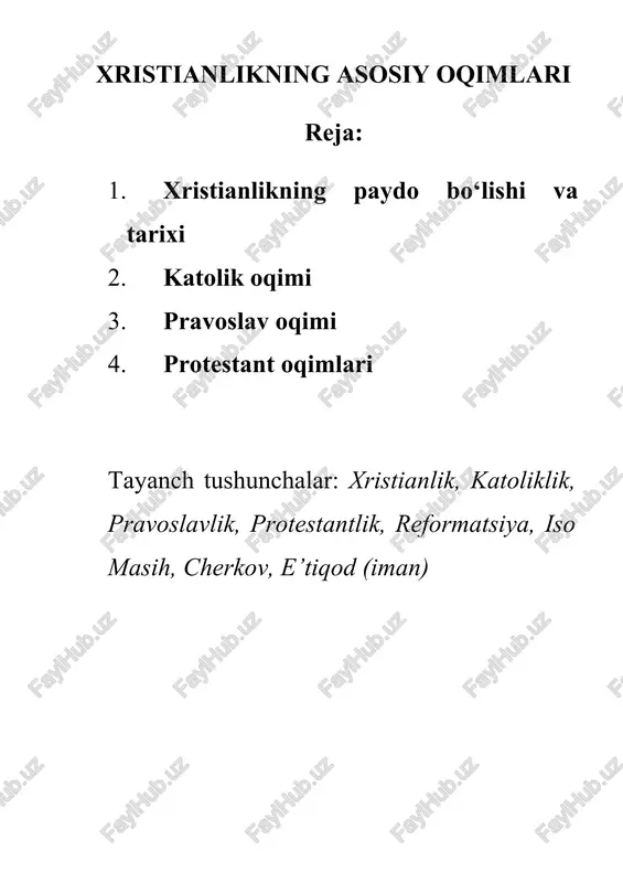xristianlikning asosiy oqimlari — DOCX
