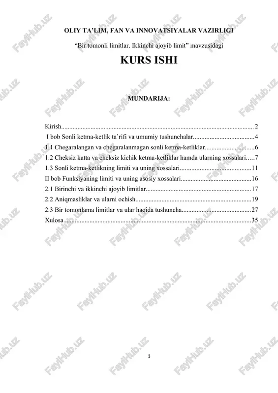 bir tomonli limitlar. ikkinchi ajoyib limit — DOCX