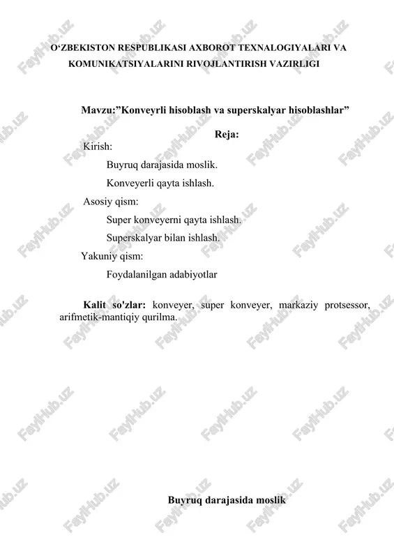 konveyrli hisoblash va superskalyar hisoblashlar — DOCX