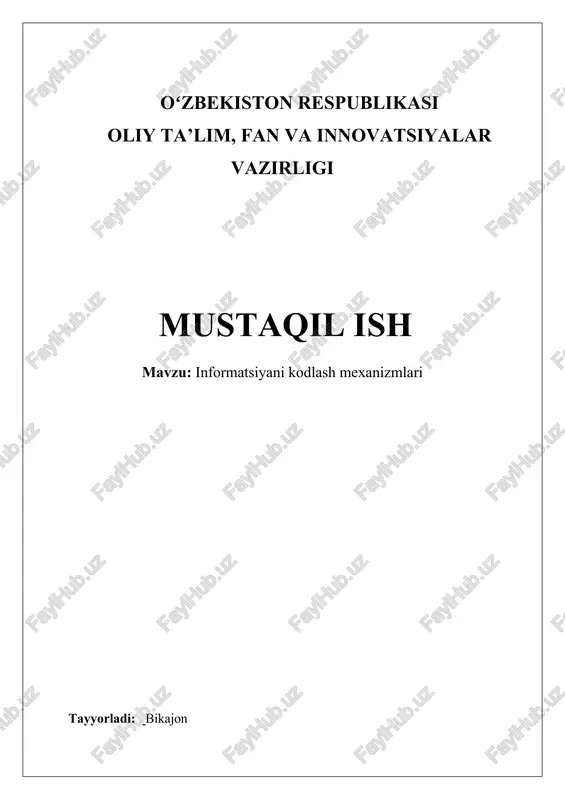 informatsiyani kodlash mexanizmlari — DOCX