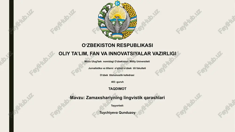 zamaxshariyning lingvistik qarashlari — PPTX