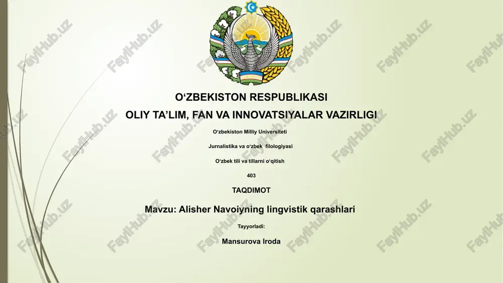 alisher navoiyning lingvistik qarashlari — PPTX
