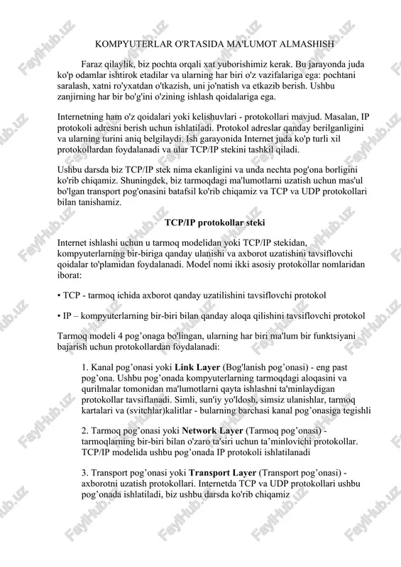internetning protokollari — DOCX