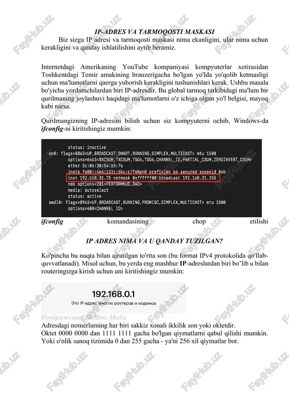 ip-adres va tarmoqosti maskasi — DOCX