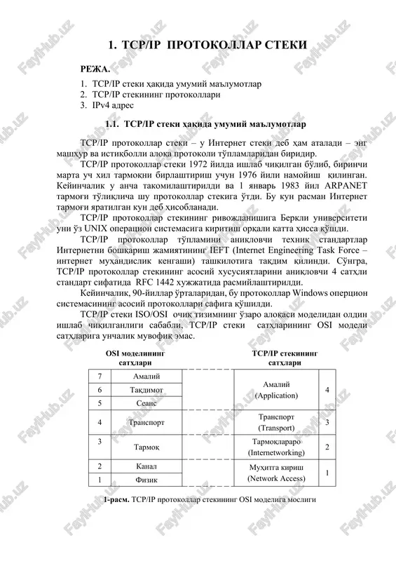 tcp/ip protokollar steki — DOCX