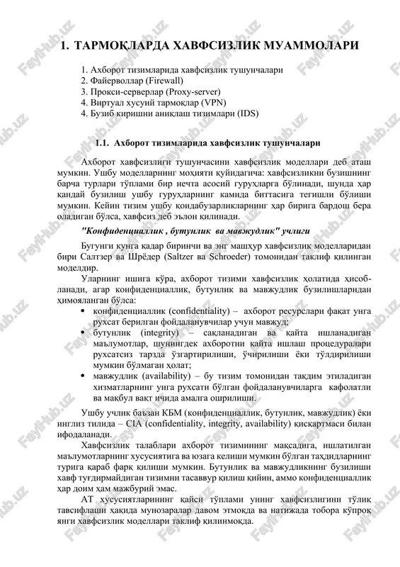 tarmoqlarda xavfsizlik muammolari — DOCX