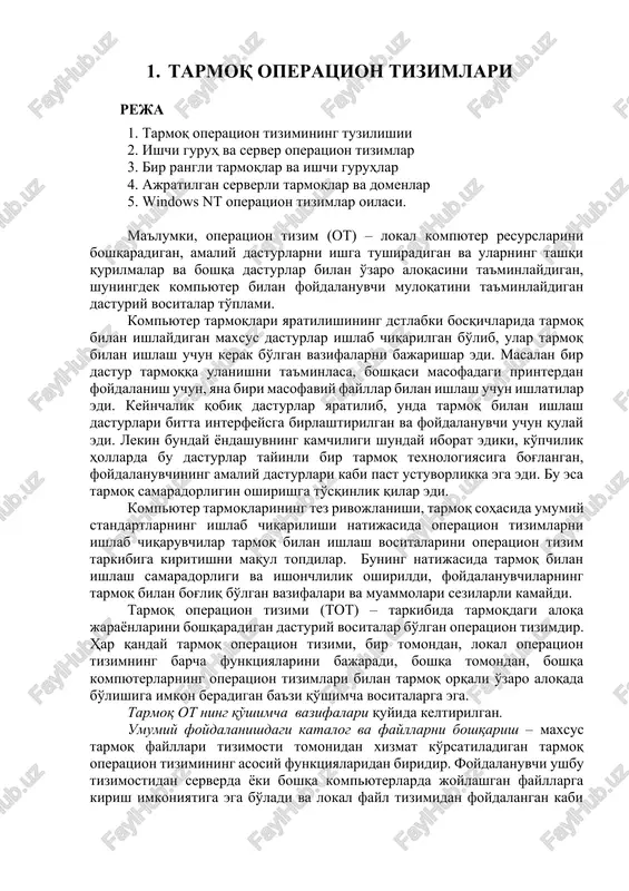 tarmoq operatsion tizimlari — DOCX