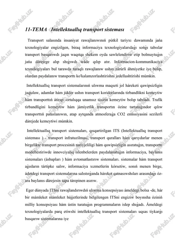 intellektuallıq transport sisteması — DOCX