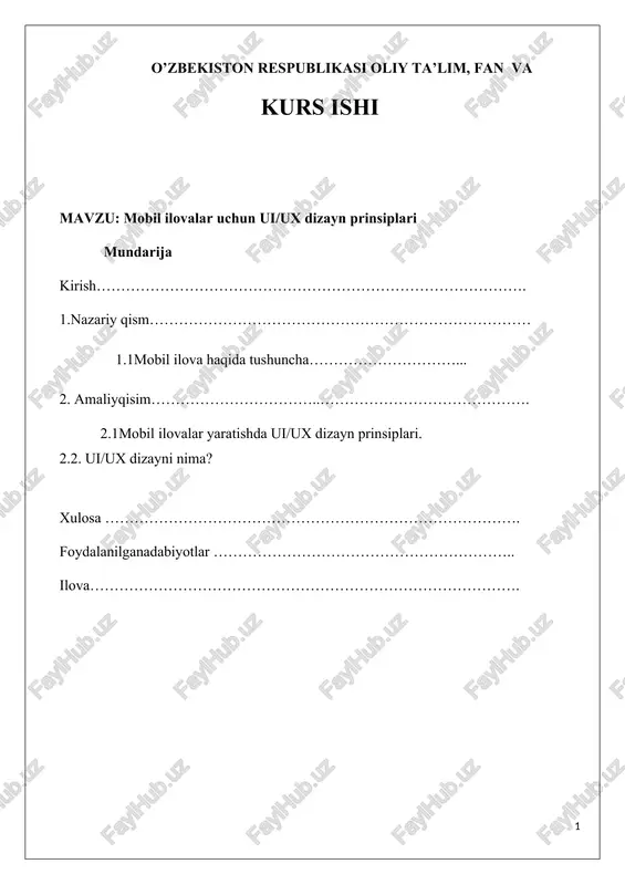 mobil ilovalar uchun ui/ux dizayn prinsiplari — DOCX