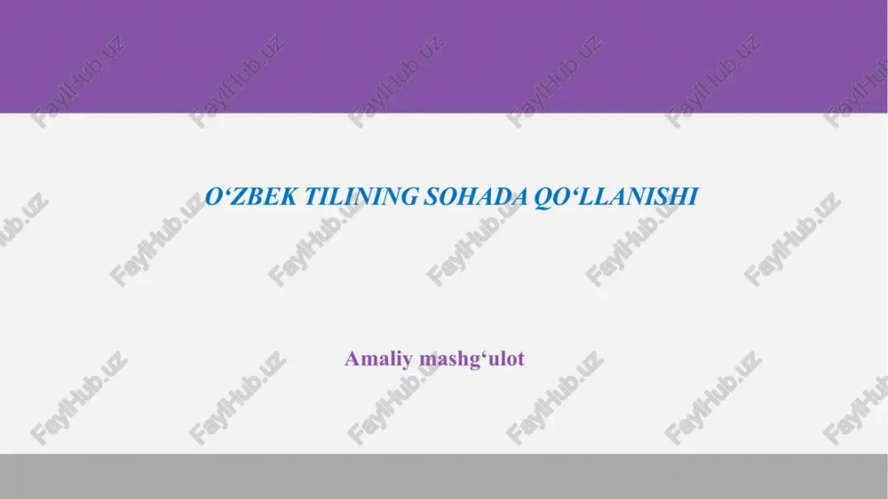 o‘zbek tilining sohada qo‘llanishi — PPTX