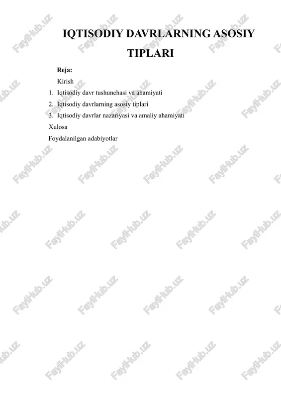 iqtisodiy davrlarning asosiy tiplari — DOCX