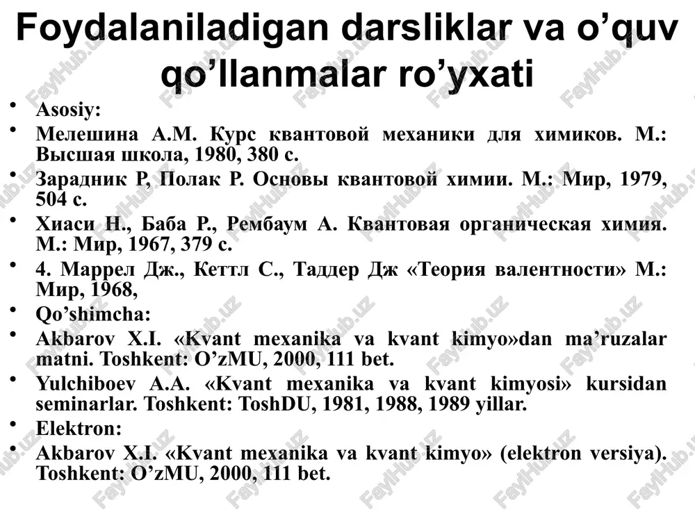 kurs kuantovoy mekhaniki dlya khimikov — PPTX