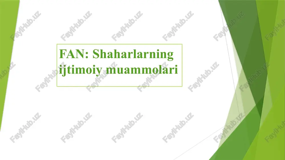 shaharlarning ijtimoiy muammolari — PPTX