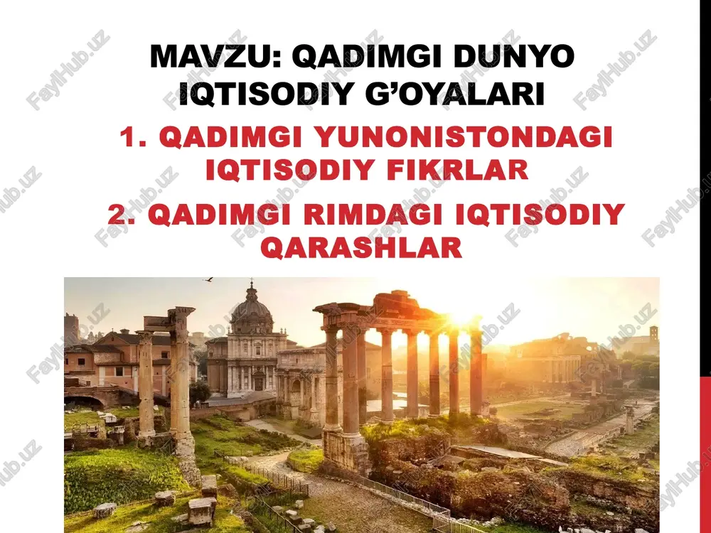 qadimgiyunonistondagi iqtisodiyg’oyalari — PPTX