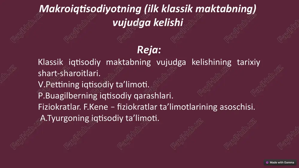 klassik iqtisodiy maktabning vujudga kelishi — PPTX
