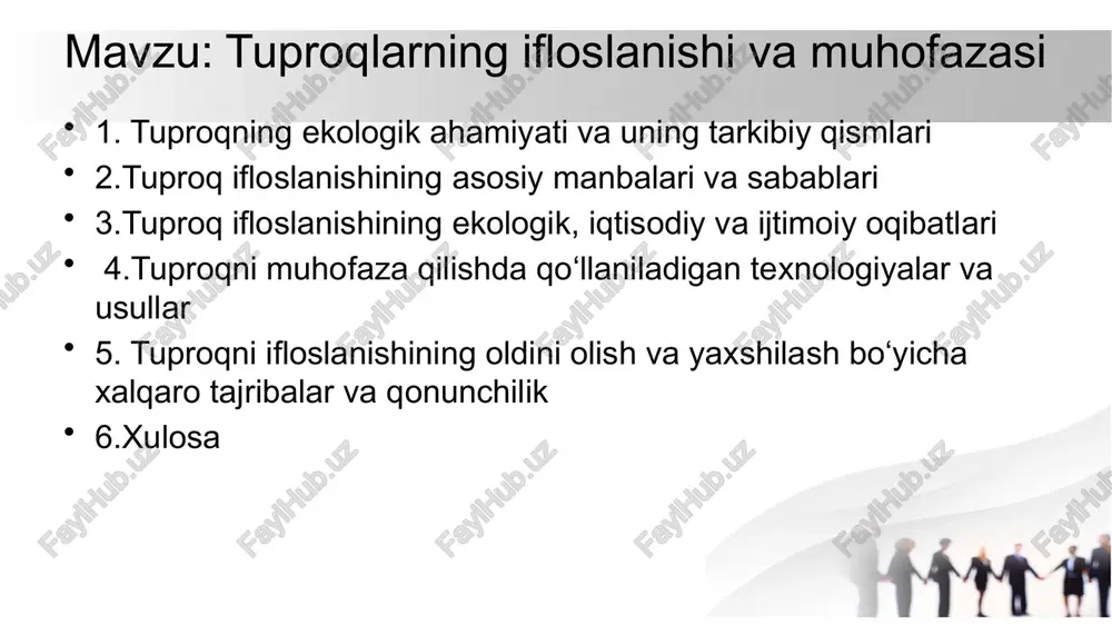 tuproqlarning ifloslanishi va muhofazasi — PPTX