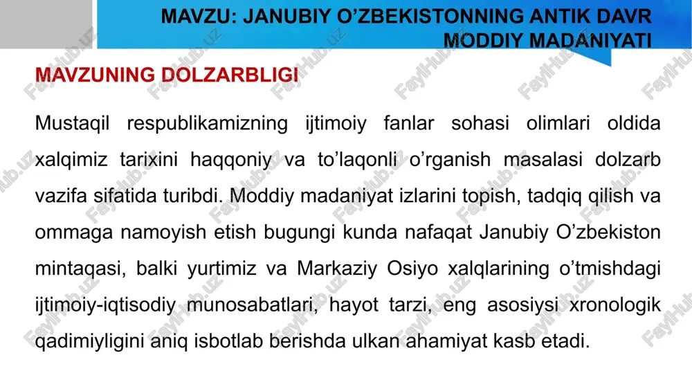 janubiy o’zbekistonning antik davrmoddiy madaniyati — PPTX
