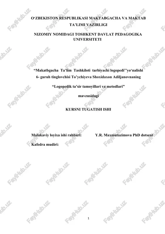 logopedik ta’sir tamoyillari va metodlari — DOCX
