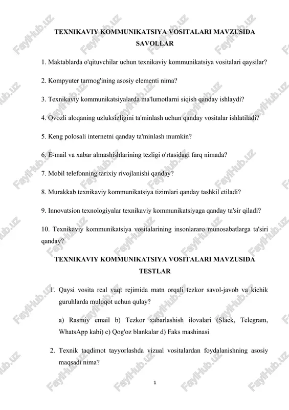 texnikaviy kommunikatsiya vositalari — DOCX