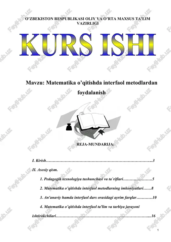 matematika o’qitishda interfaol metodlardan foydalanish — DOC