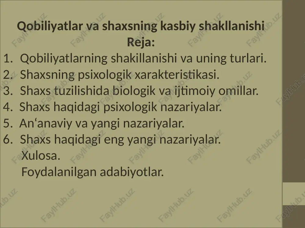 qobiliyatlar va shaxsning kasbiy shakllanishi — PPTX
