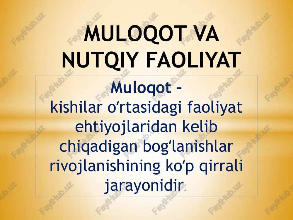 muloqot va nutqiy faoliyat — PPTX