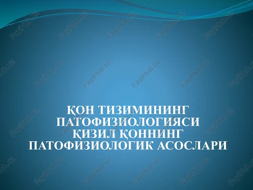 qon tizimining patofiziologiyasi — PPTX