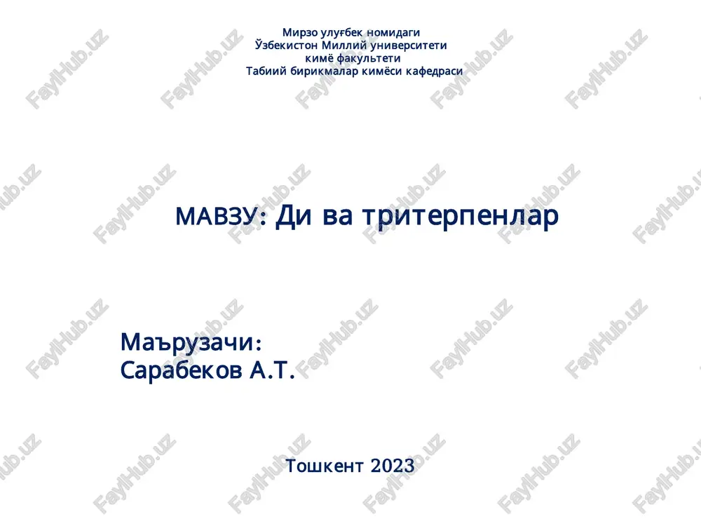di va triterpenlar — PPT