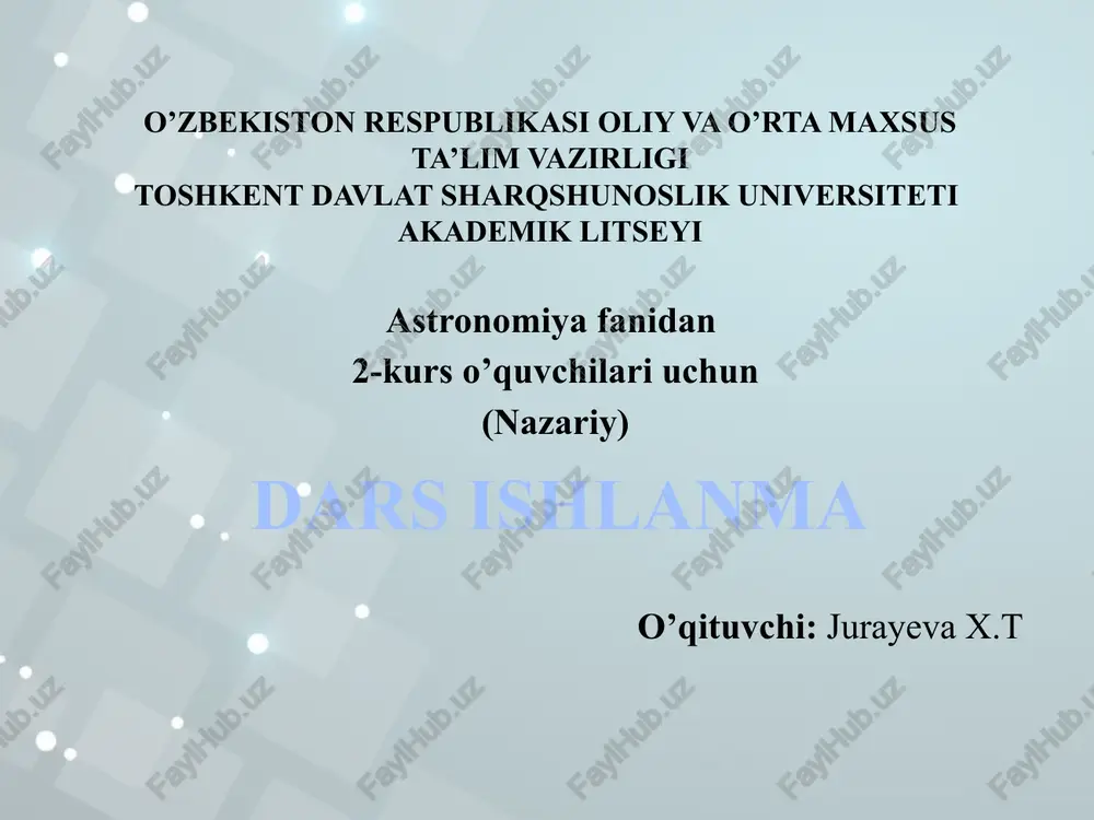 dars ishlanma astronomiyada uzunlik o'lchov birliklari — PPTX