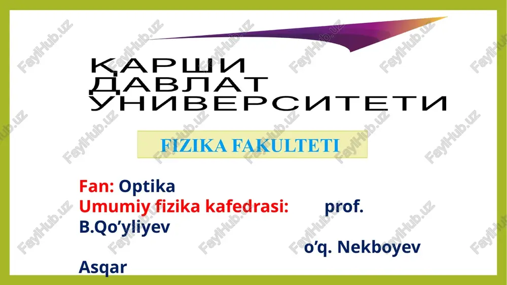 interferensiyaning ishlatilishi — PPTX