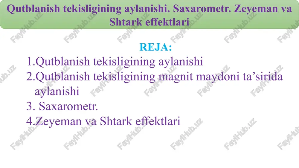 qutblanish tekisligining aylanishi — PPTX