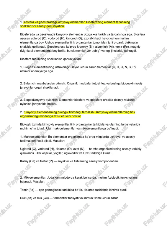 biogen elementlar haqida batafsil — PDF