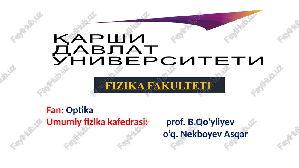 optikaning asosiy qonunlari — PPTX