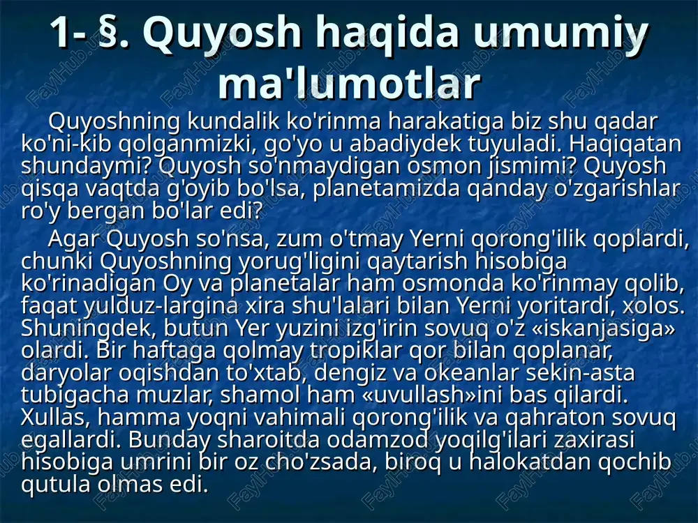 quyosh haqida umumiy ma'lumotlar — PPT