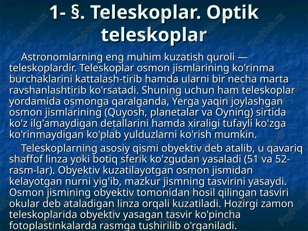 teleskoplar. optik teleskoplar — PPT