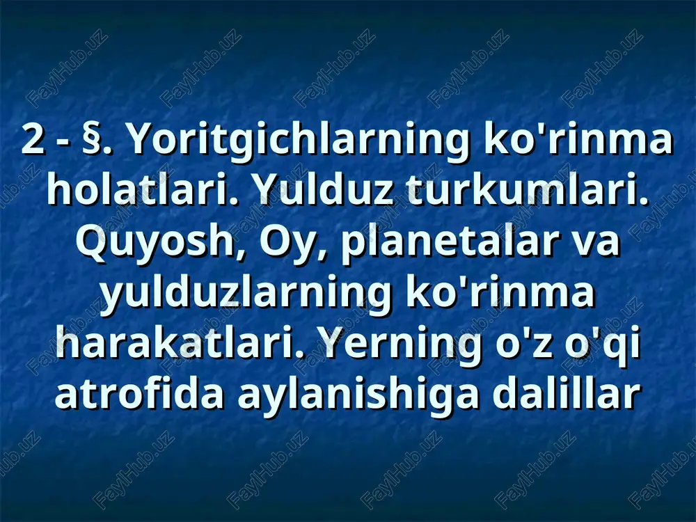 yoritgichlarning ko'rinma holatlari — PPT