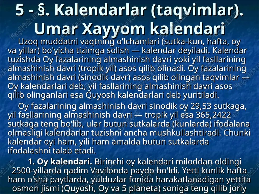 oy kalendarlari — PPT