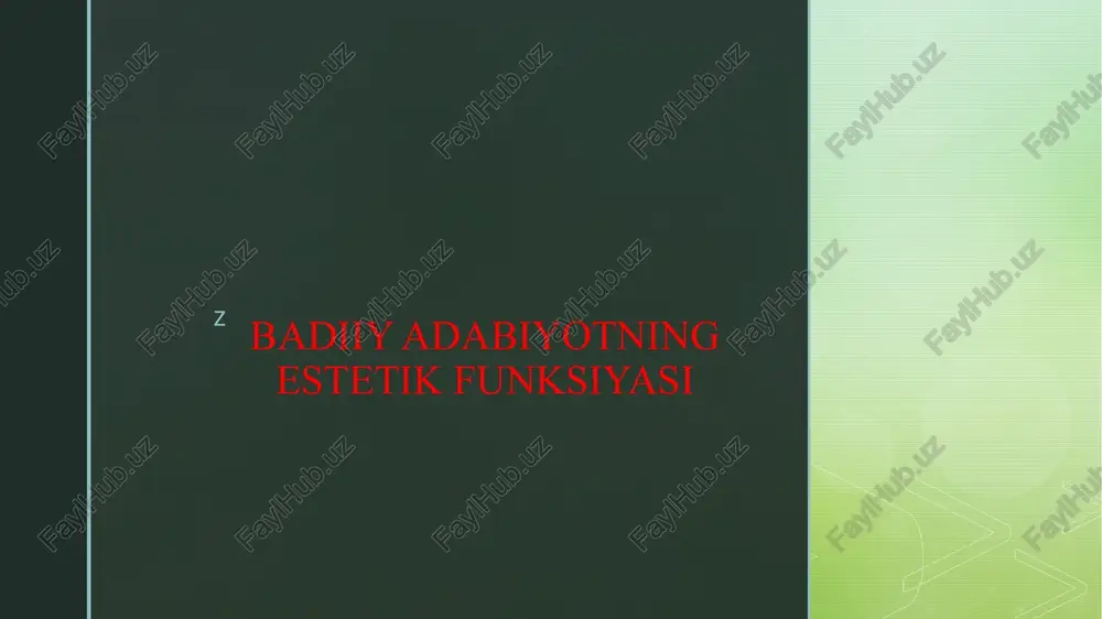 badiiy adabiyotning estetik funksiyasi — PPTX