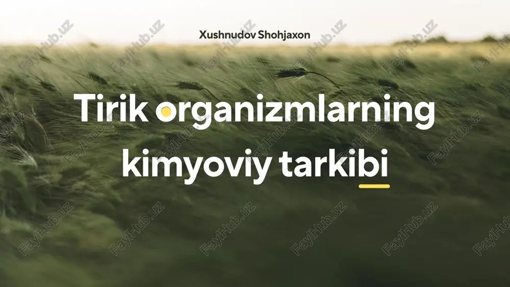 tirik organizmlarning kimyoviy tarkibi — PDF